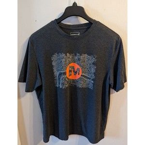 Men's Size XL MERRELL Opti Wick Gray Orange Logo Graphic Charcoal T-Shirt Shirt